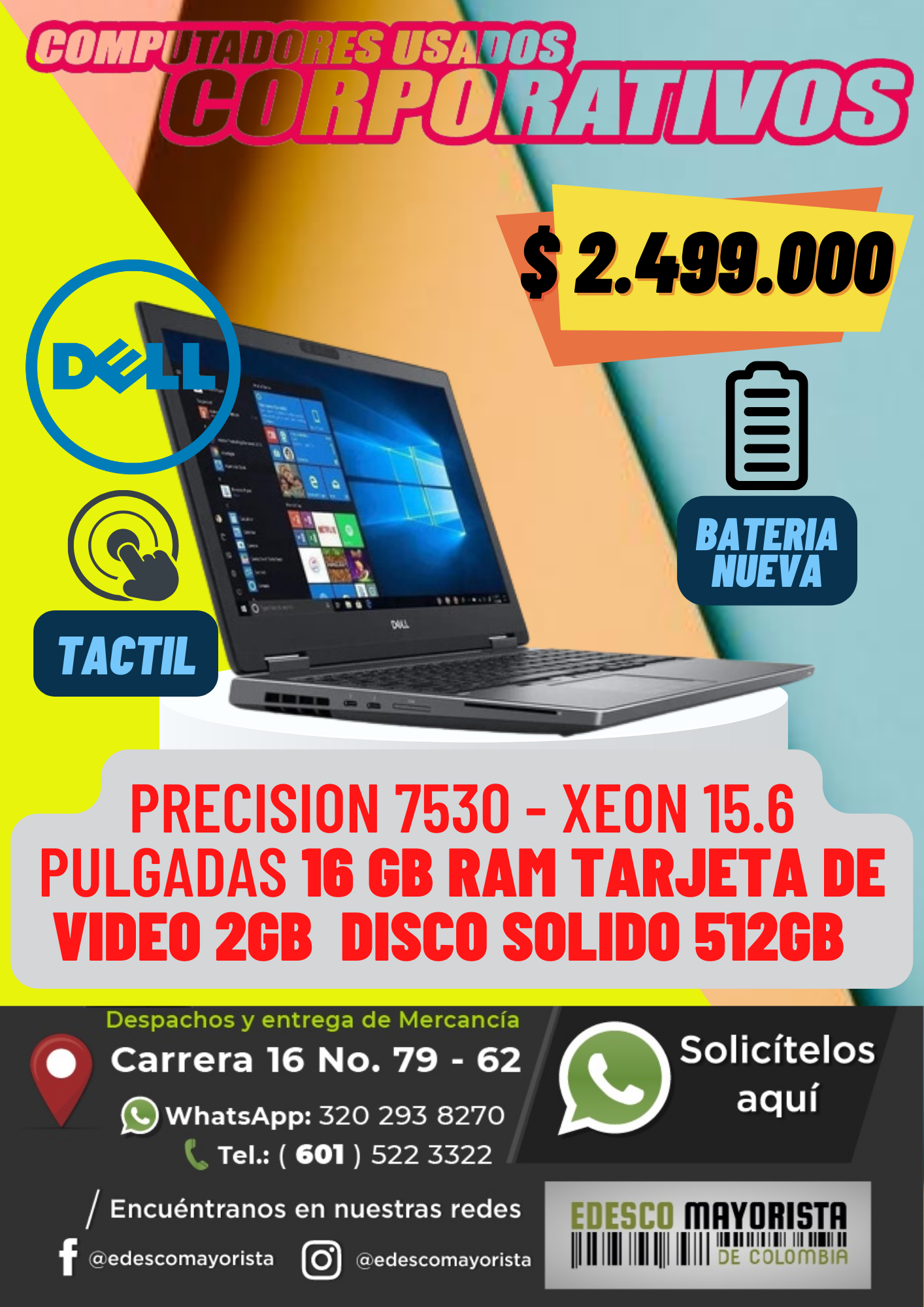Dell Precision 7530 Xeon con tarjeta de video